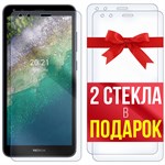 Комплект из 3-x защитных гибридных стекл Krutoff для Nokia C01 Plus - фото 512458