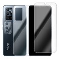 Комплект из защитных гибридное стекол Krutoff для Vivo V23e перед / зад / камера - фото 854040